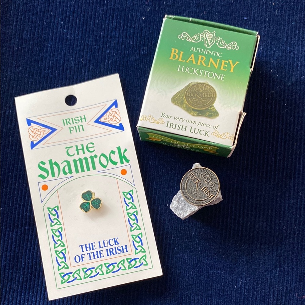 Irish Shamrock Pin and Authentic Blarney Stone